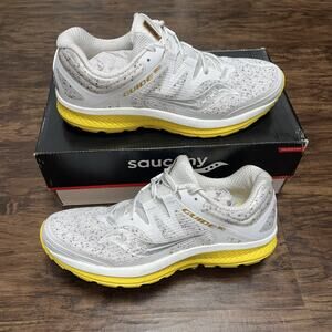 Saucony Men's Guide ISO Sneakers Running Shoes In White/Yellow Sz 9.5 Excellent